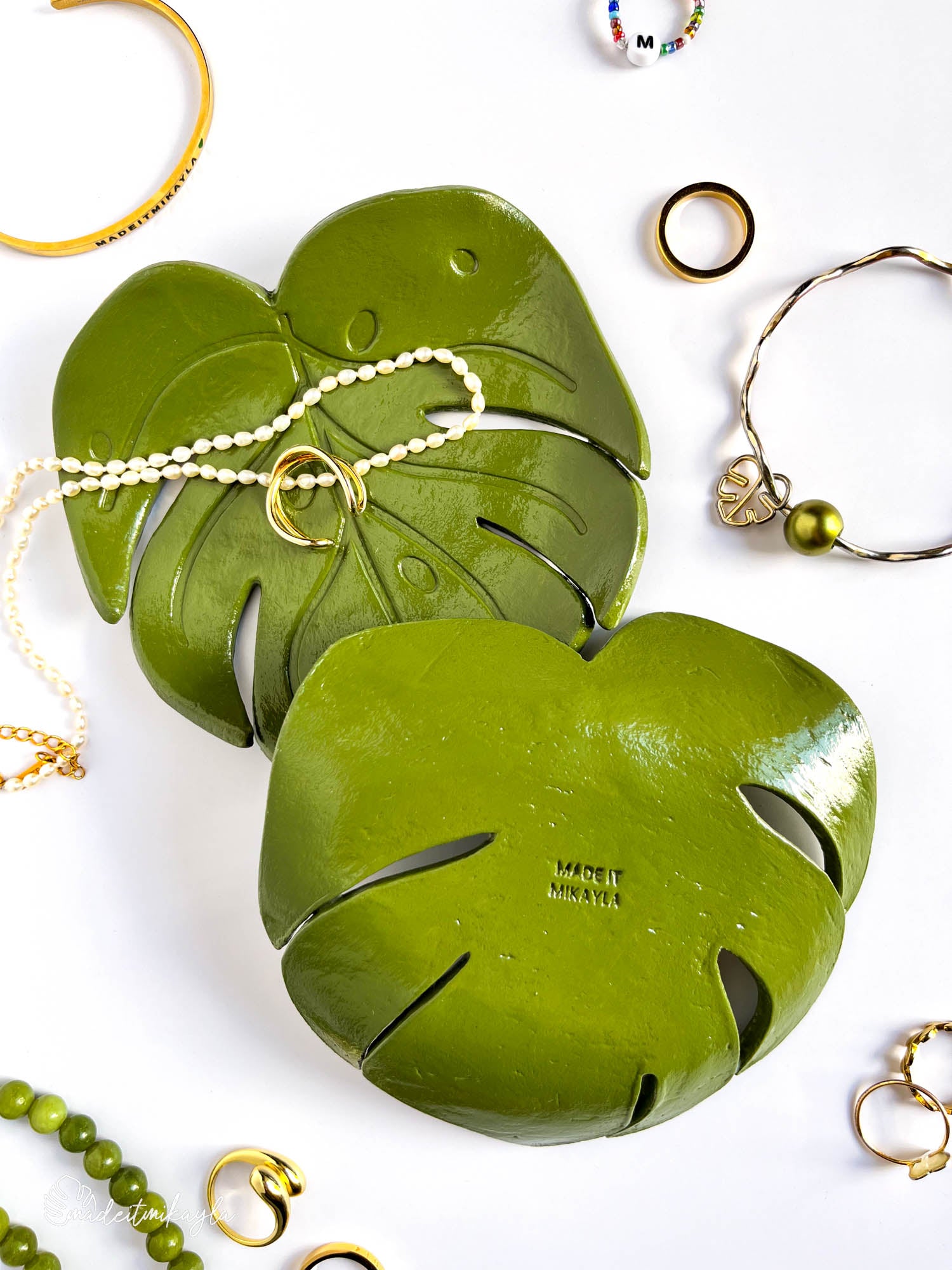 Monstera Leaf Jewelry Dish/Trinket Tray Back | MadeItMikayla