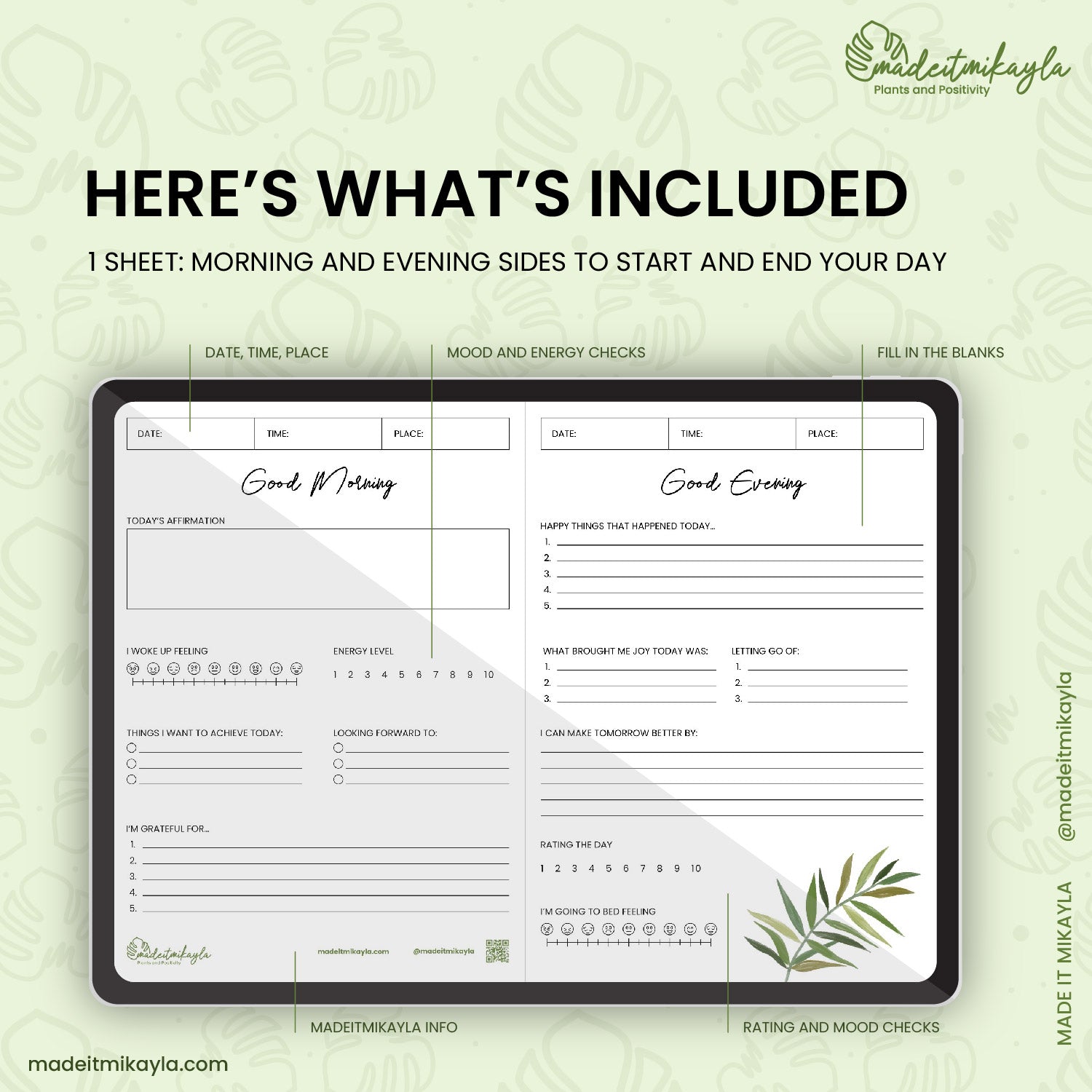 Daily Check In/Out (Light Mode) Digital Sheet | MadeItMikayla