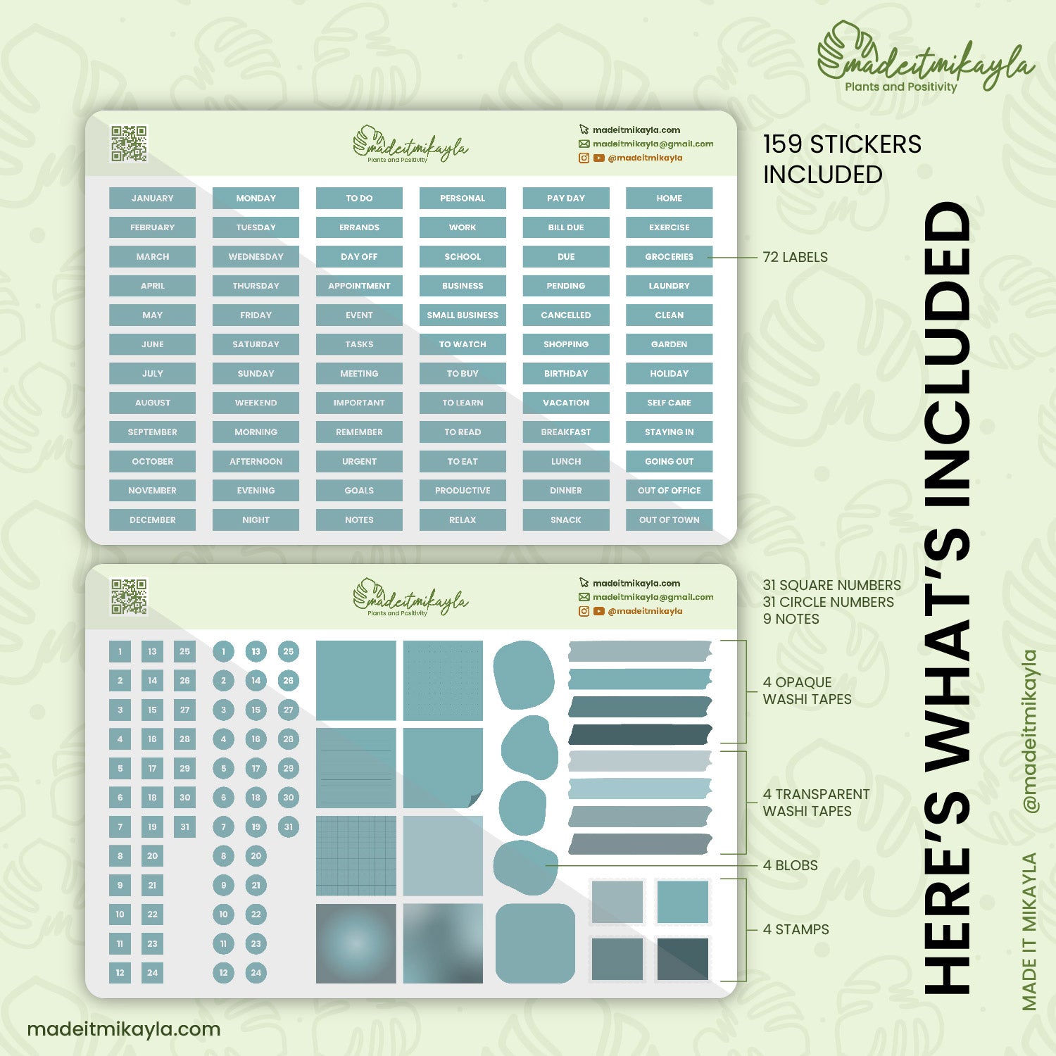 Blue Simple Daily Digital Stickers | MadeItMikayla