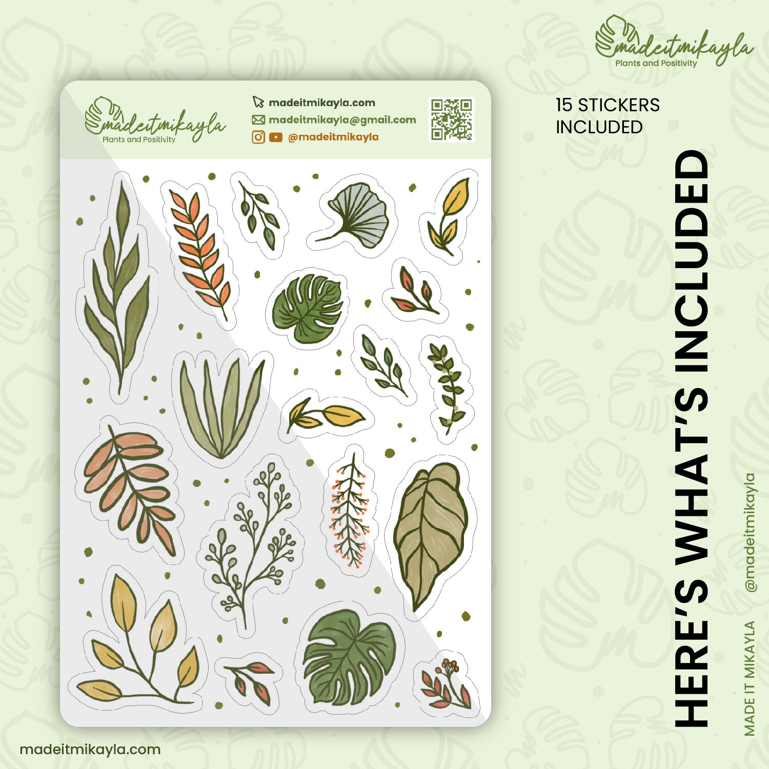 Botanical Foliage Digital Stickers | MadeItMikayla