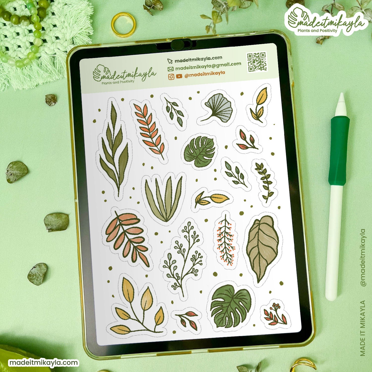 Botanical Foliage Digital Stickers | MadeItMikayla