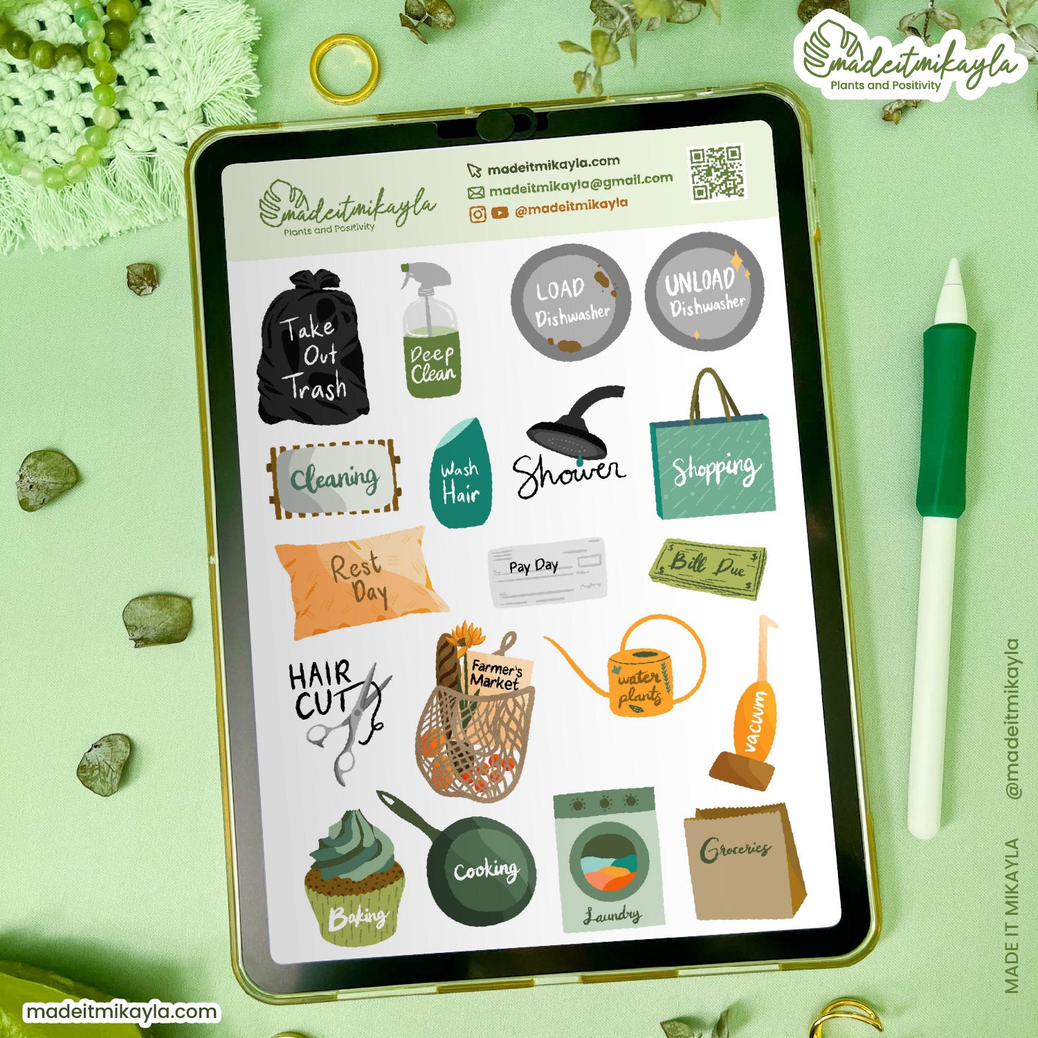 Everyday Chores Digital Stickers | MadeItMikayla