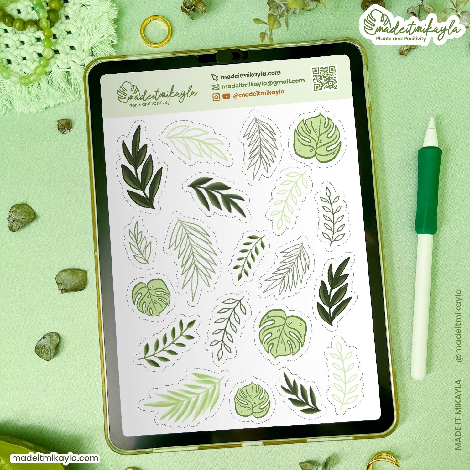 Mixed Greenery Digital Stickers | MadeItMikayla