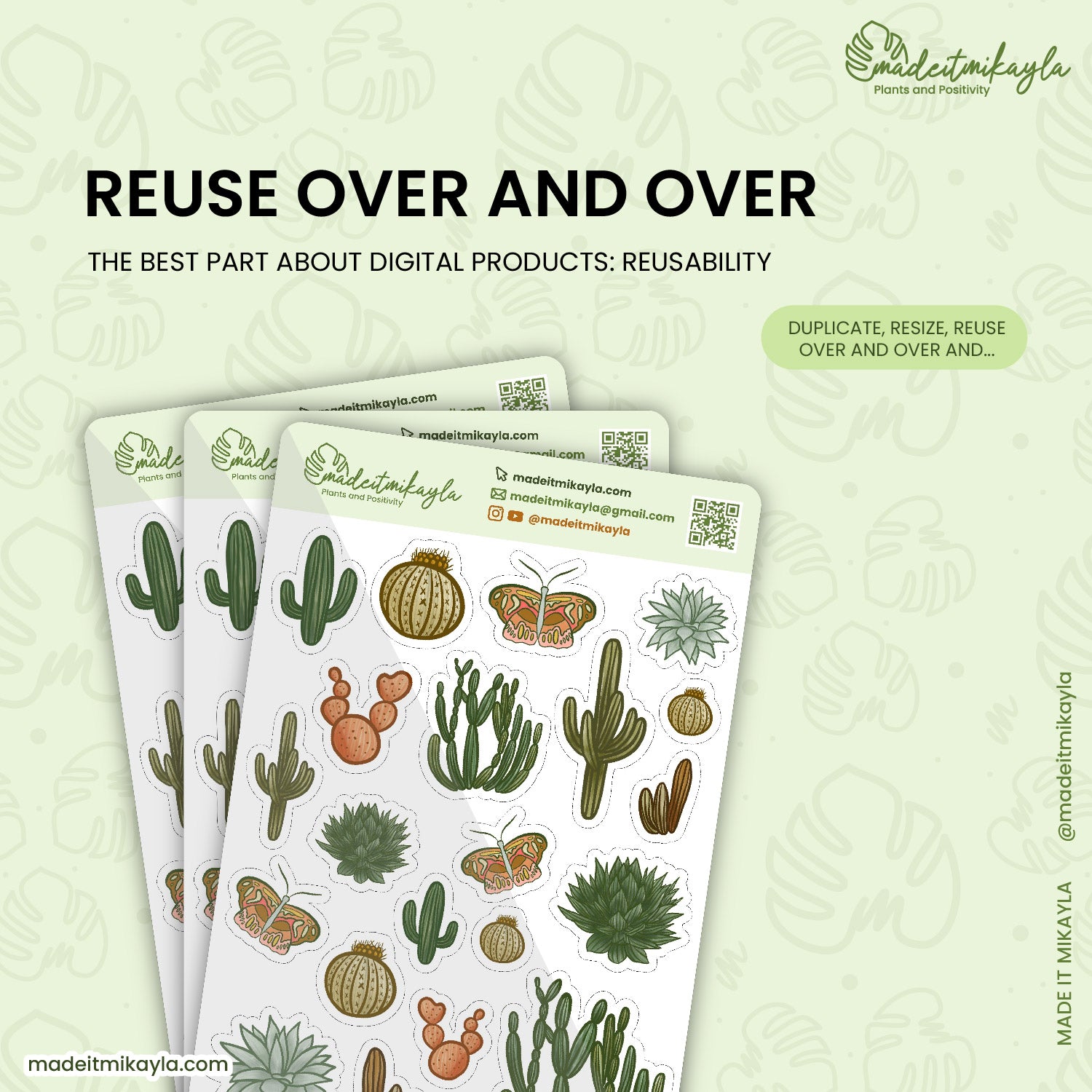 Cactus Garden Digital Stickers | MadeItMikayla
