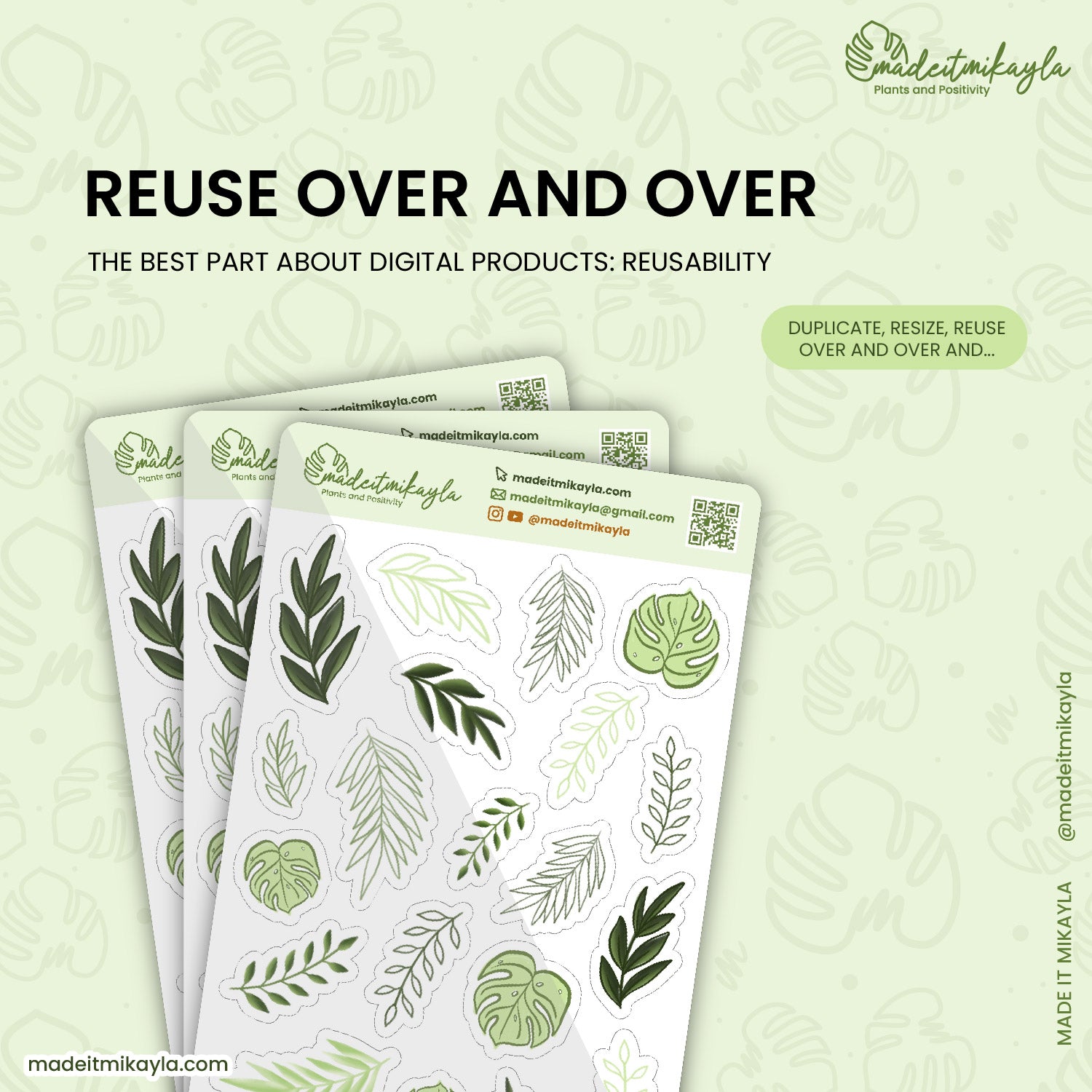 Mixed Greenery Digital Stickers | MadeItMikayla