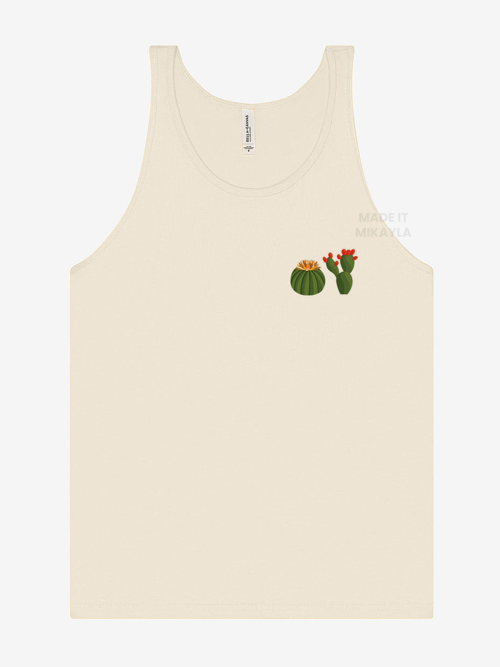 Beige tank top with cactus design on a white background