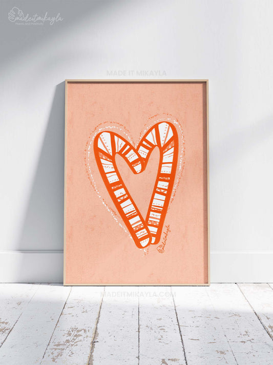 Candy Cane Heart Art Print | MadeItMikayla