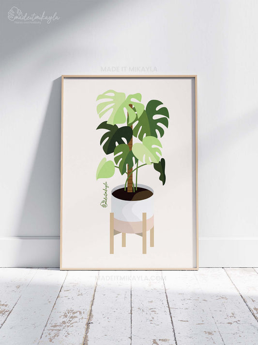 Monstera Plant Art Print | MadeItMikayla