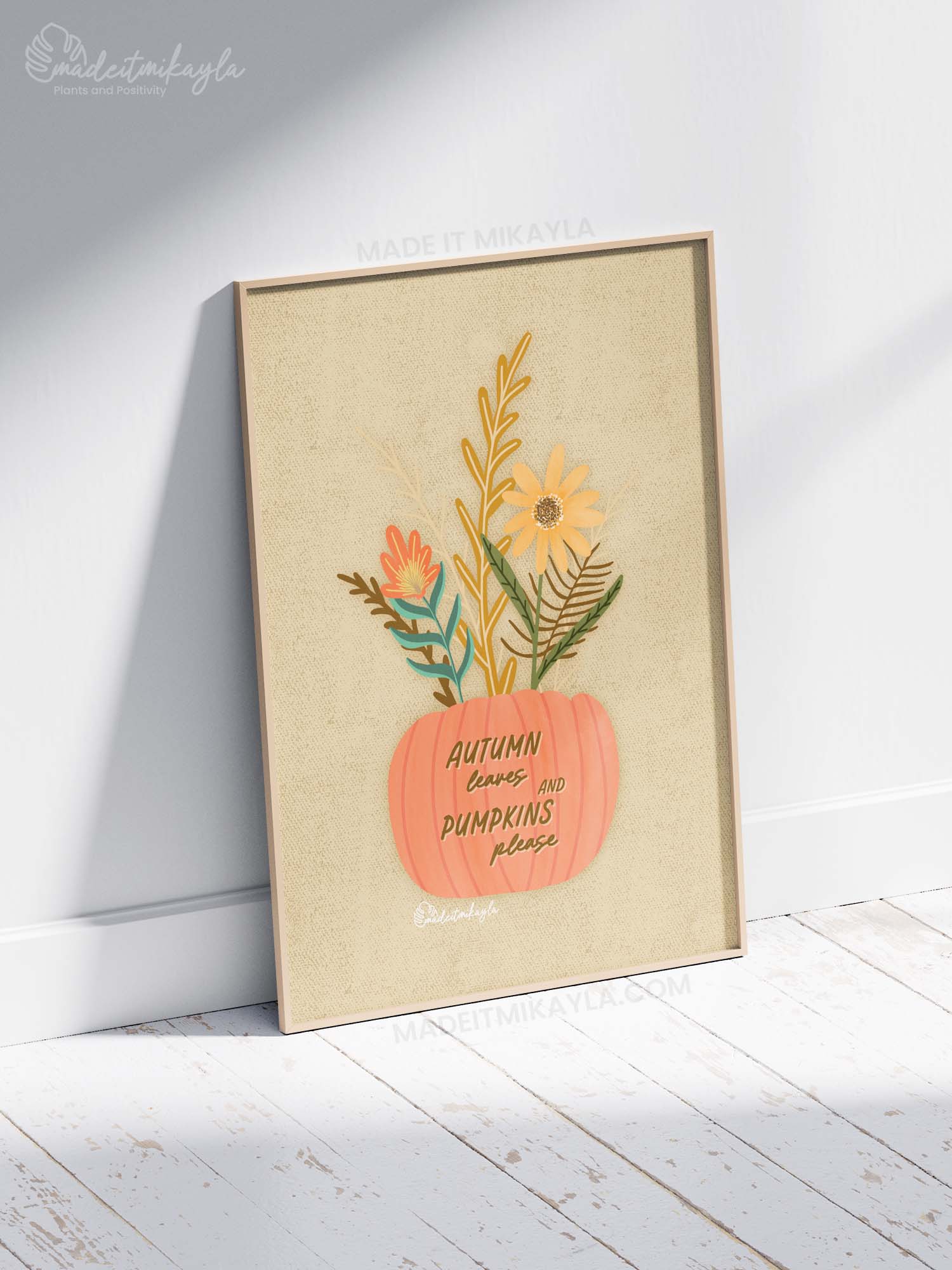 Autumn Leaves and Pumpkins Please Art Print | MadeItMikayla