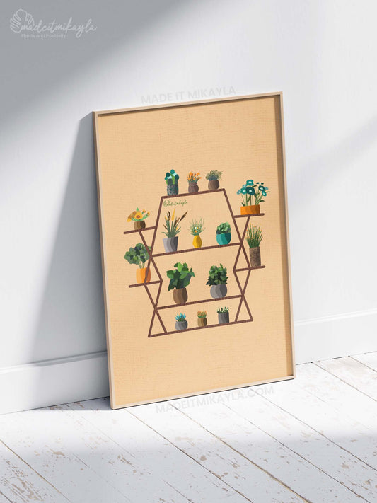 Geometric Plant Shelf Art Print | MadeItMikayla