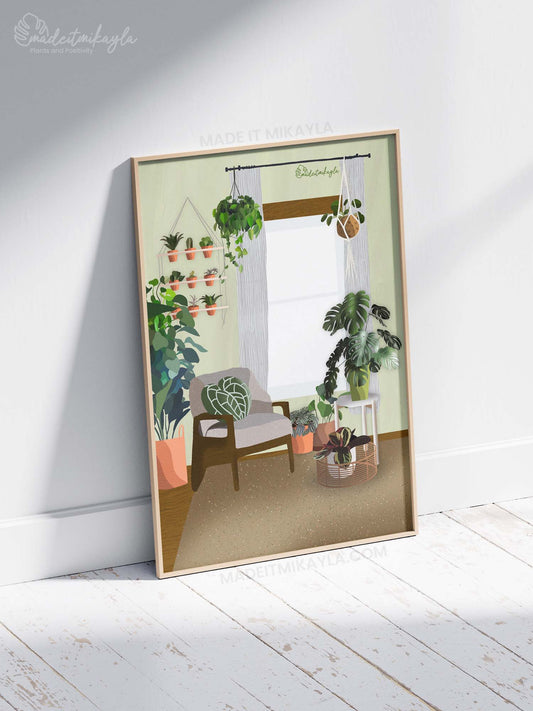 Leafy Lover Plant Shelves Art Print | MadeItMikayla