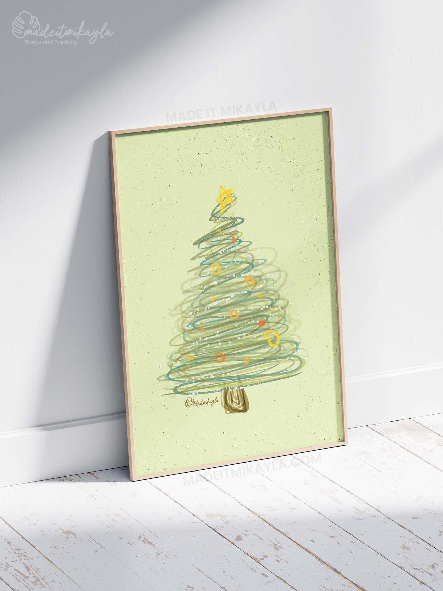 Christmas Tree Scribble Art Print