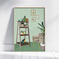 Green Planter's Corner Plant Shelves Art Print | MadeItMikayla