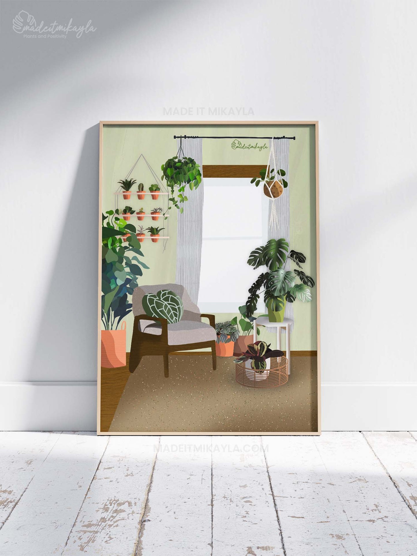 Leafy Lover Plant Shelves Art Print | MadeItMikayla