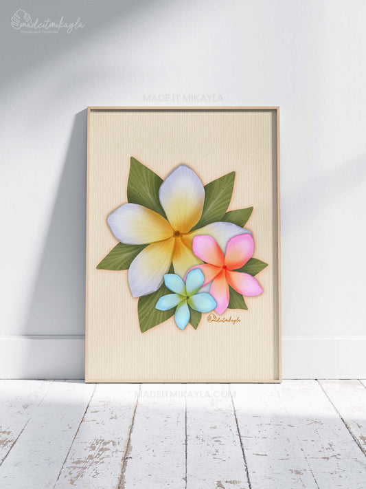 Plumeria Trio Art Print | MadeItMikayla