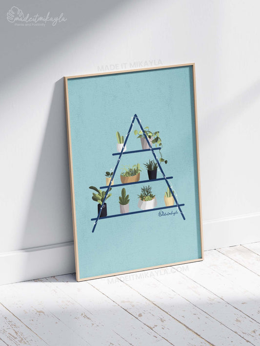 Triangle Plant Shelves Art Print | MadeItMikayla