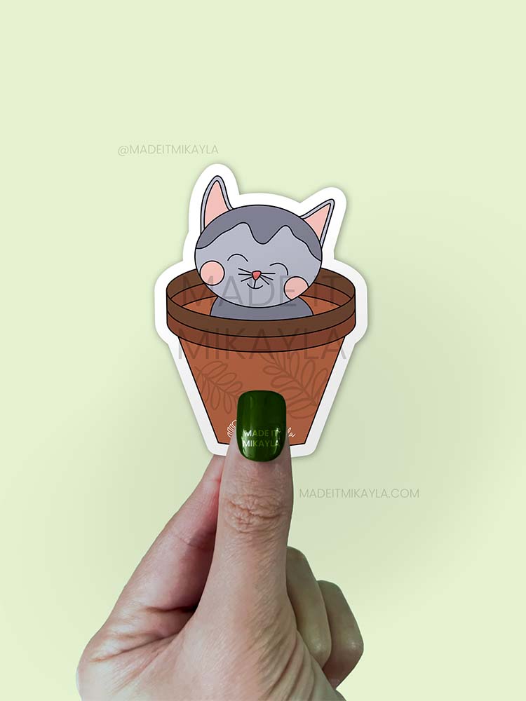 Cat In Pots Sticker | MadeItMikayla