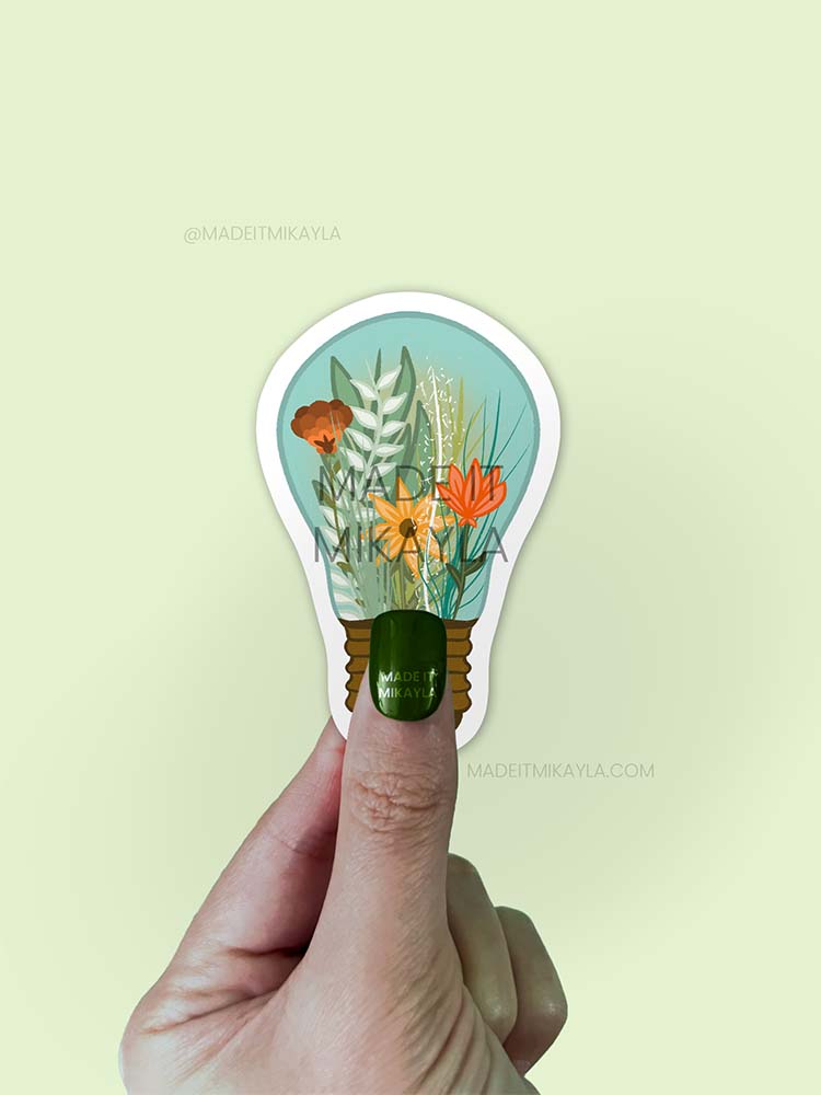 Green Energy Lightbulb Sticker | MadeItMikayla