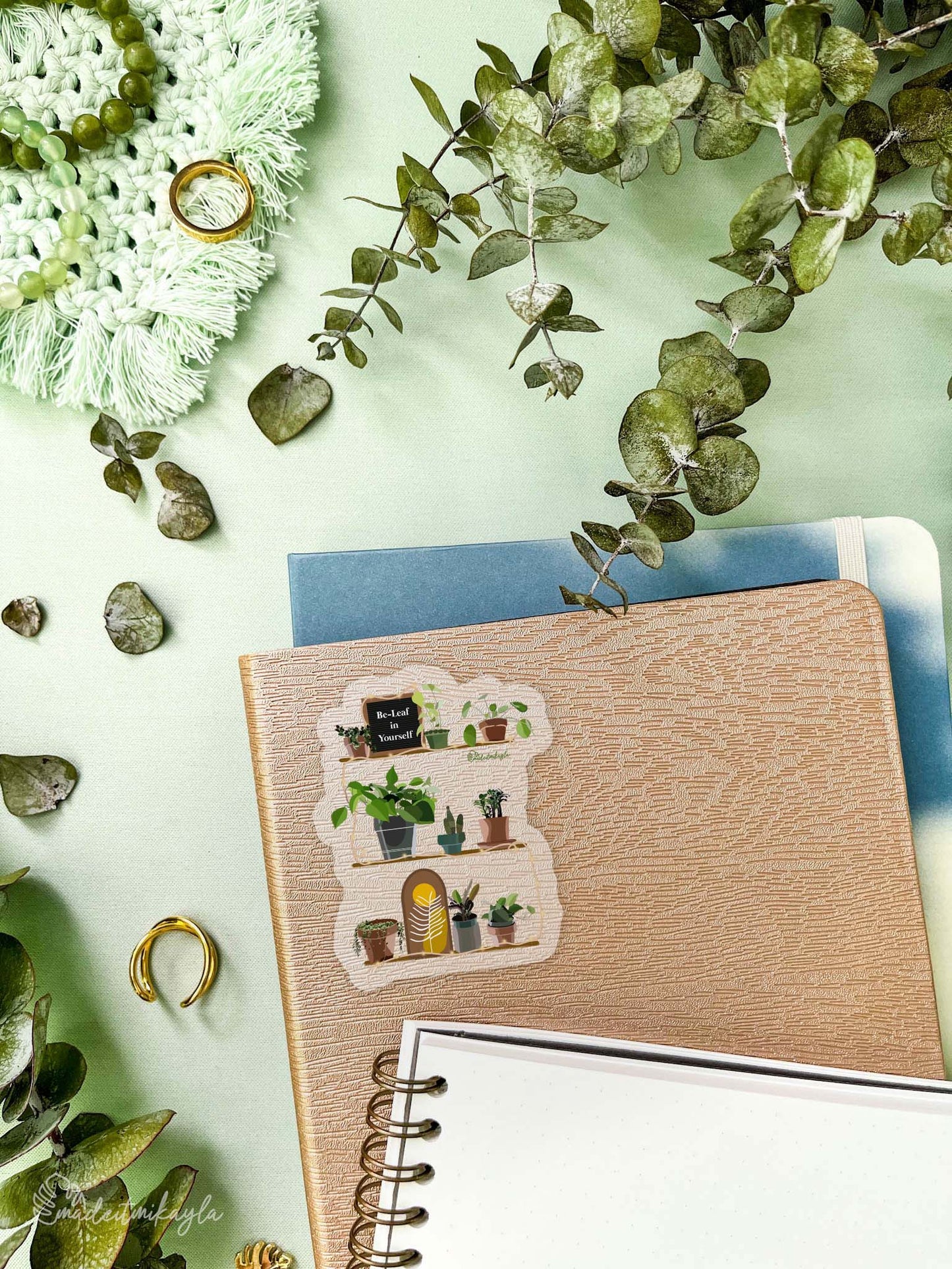 CLEAR Be-Leaf Plant Shelves Sticker | MadeItMikayla