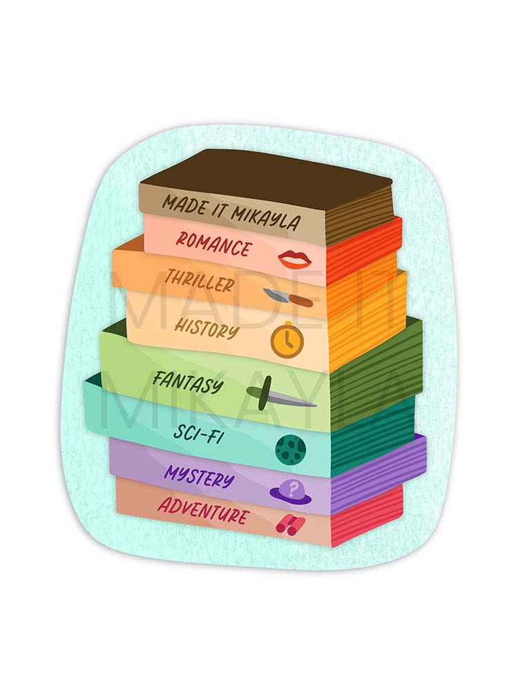 Book Stack Genres Sticker