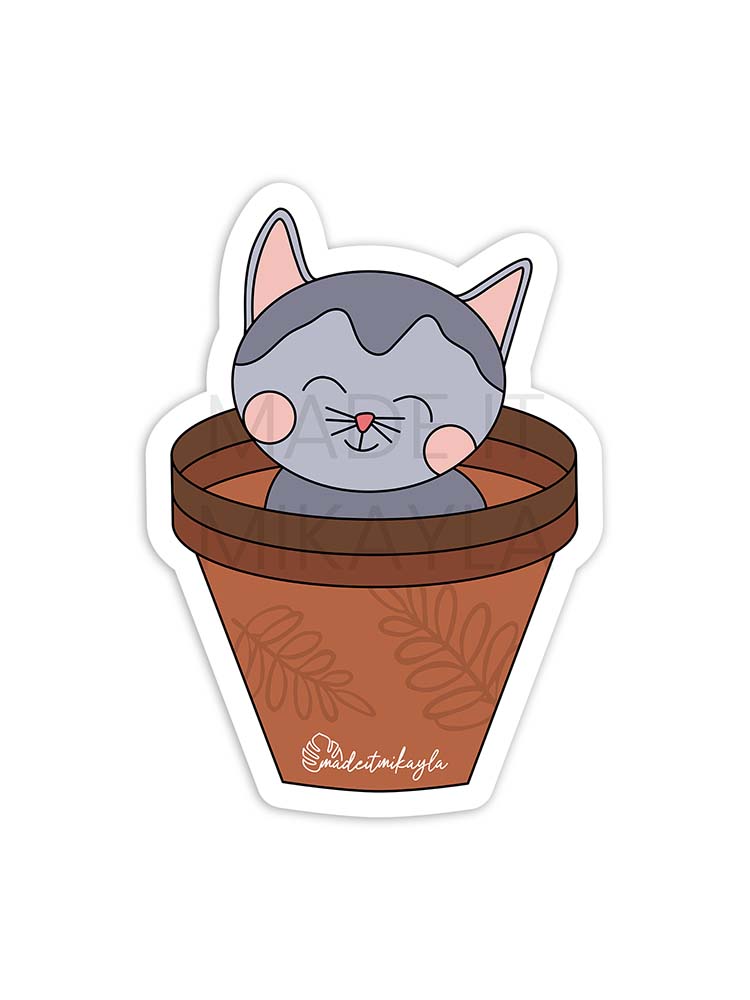Cat In Pots Sticker | MadeItMikayla
