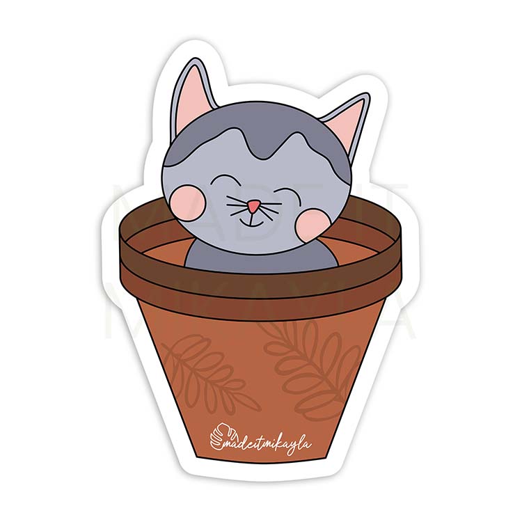 Cat In Pots Sticker | MadeItMikayla