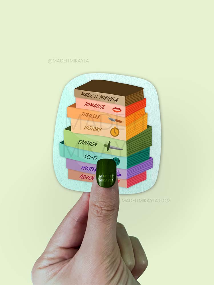 Book Stack Genres Sticker