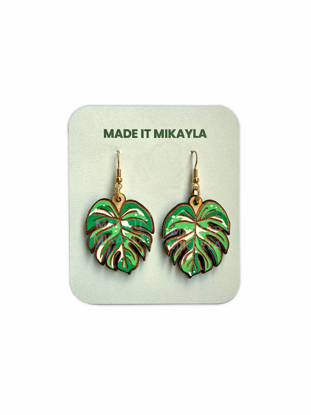 Variegated Monstera Leaf Earrings | MadeItMikayla