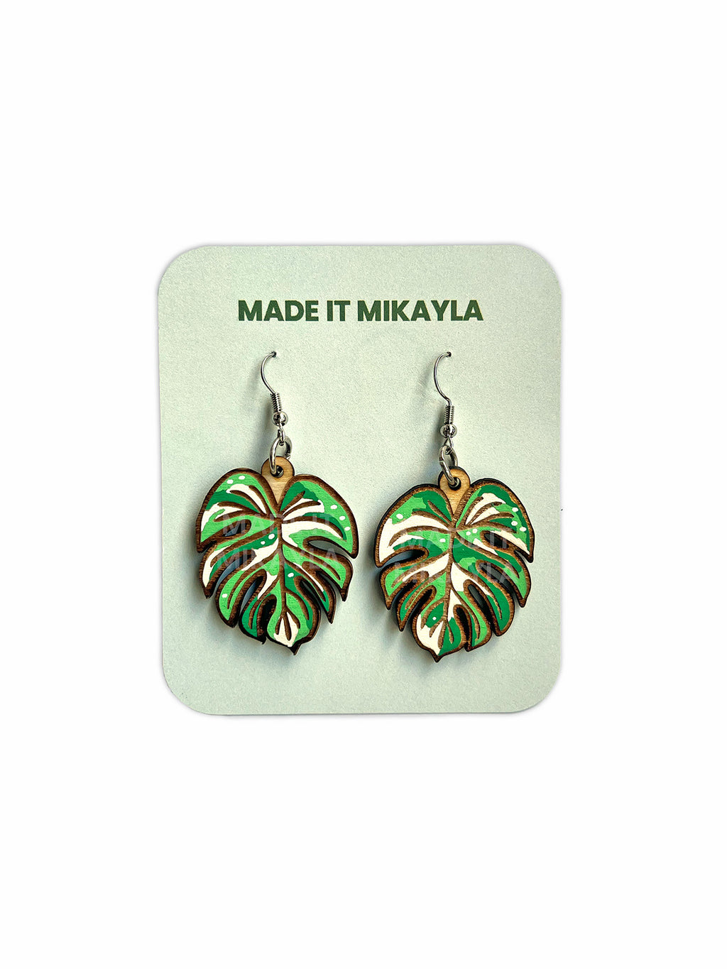 Variegated Monstera Leaf Earrings | MadeItMikayla