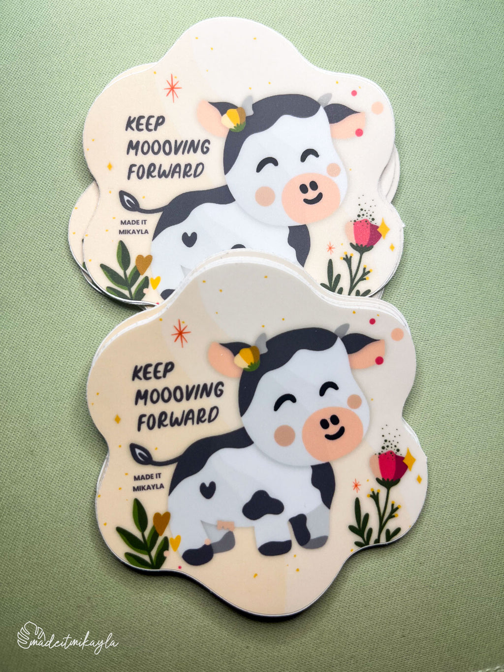 Oopsies Keep Moooving Forward Cow Sticker