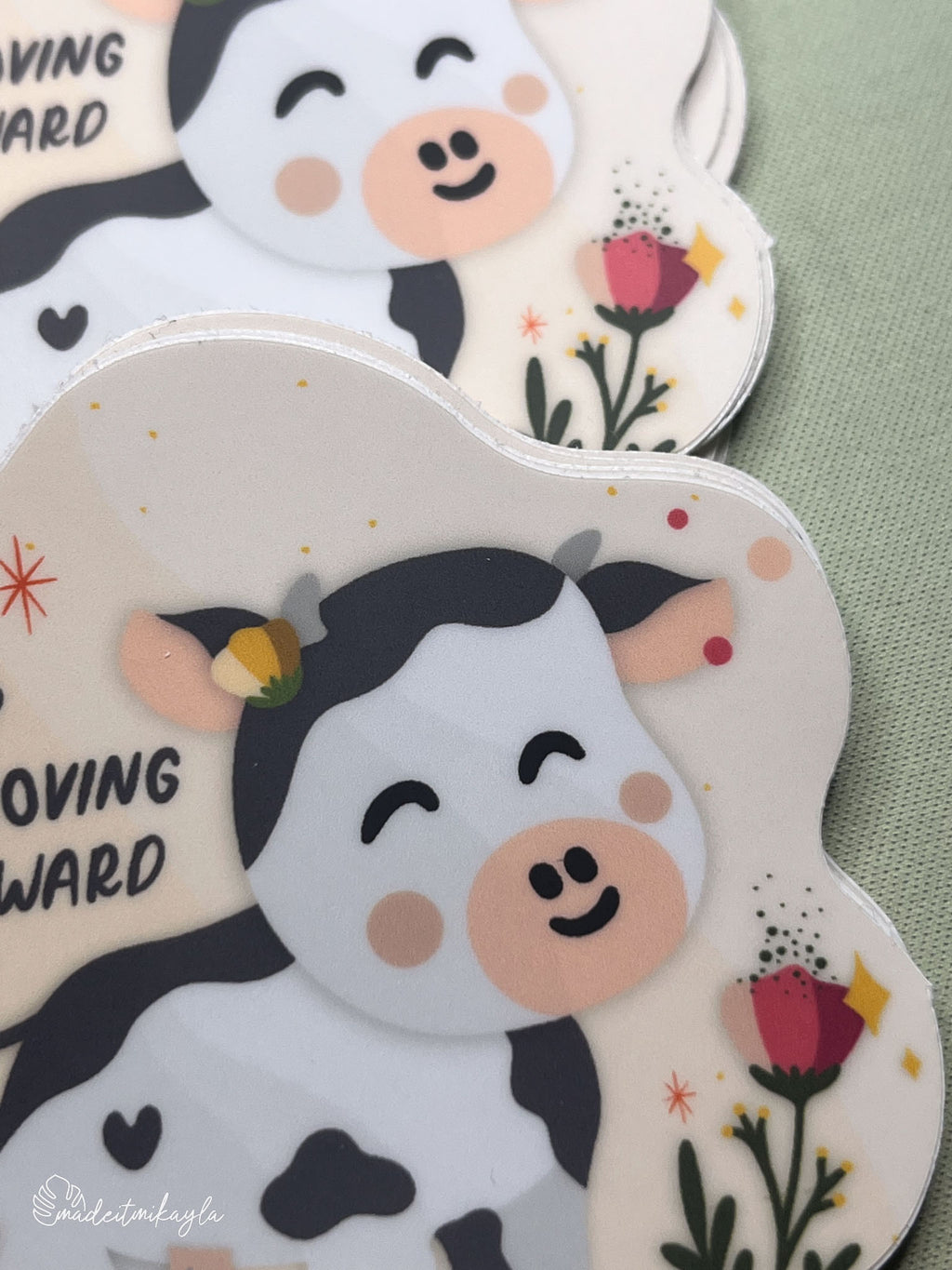 Oopsies Keep Moooving Forward Cow Sticker