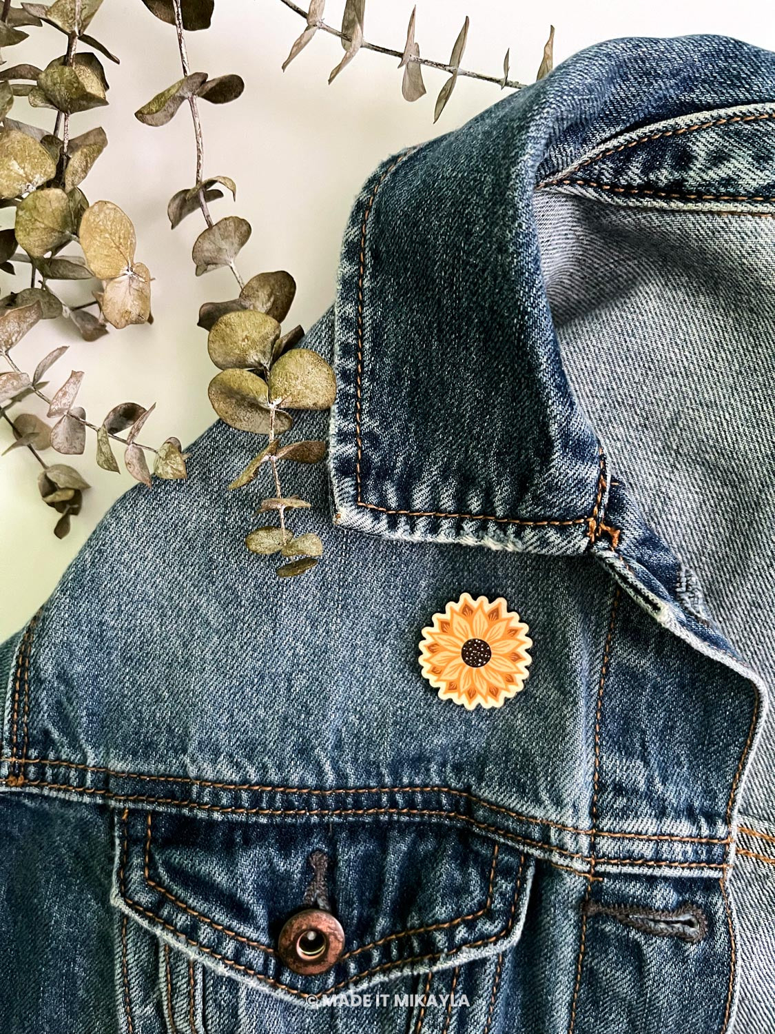 Sunflower Wooden Pin | MadeItMikayla