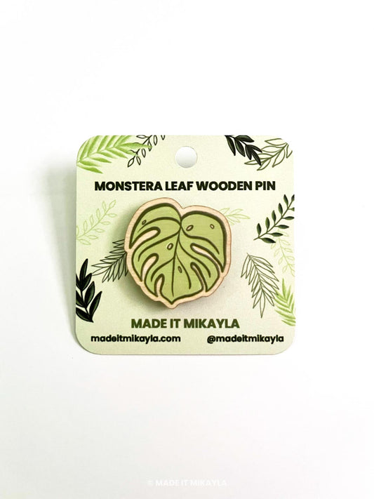 Monstera Leaf Wooden Pin | MadeItMikayla