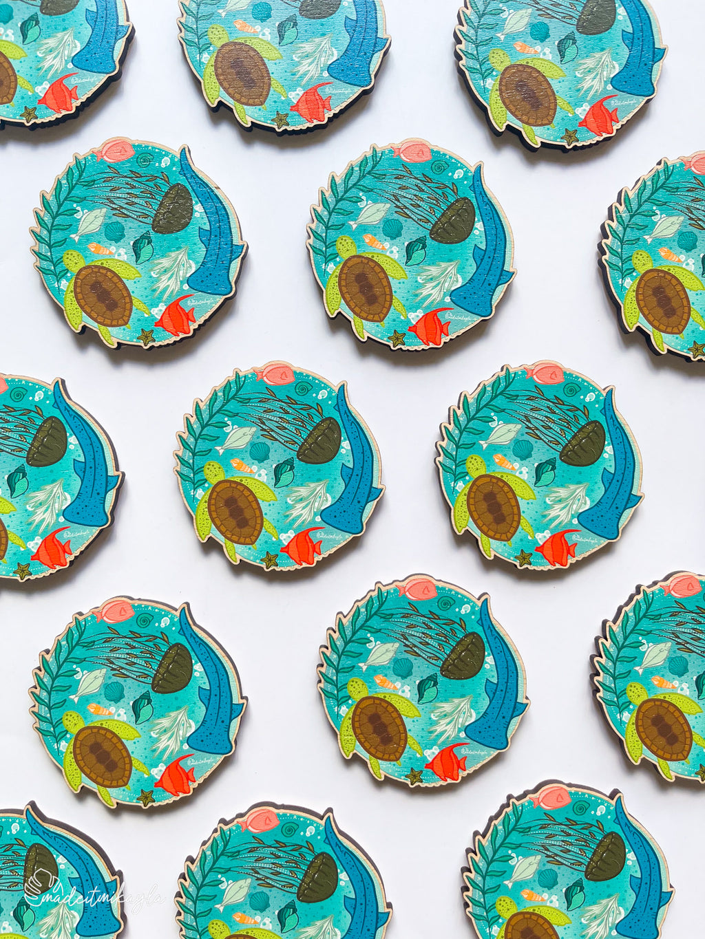 Sea Creatures Wood Magnet