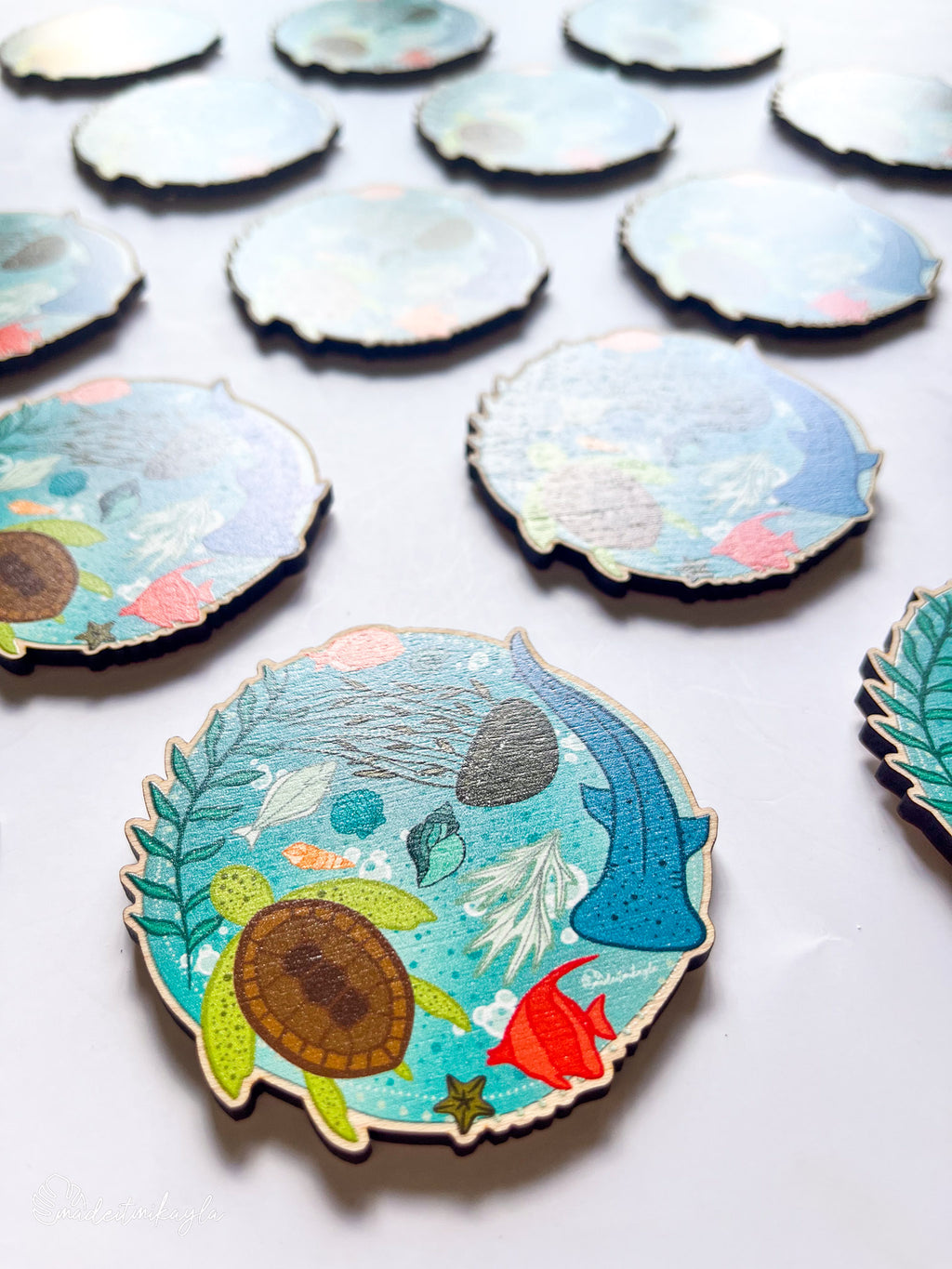 Sea Creatures Wood Magnet