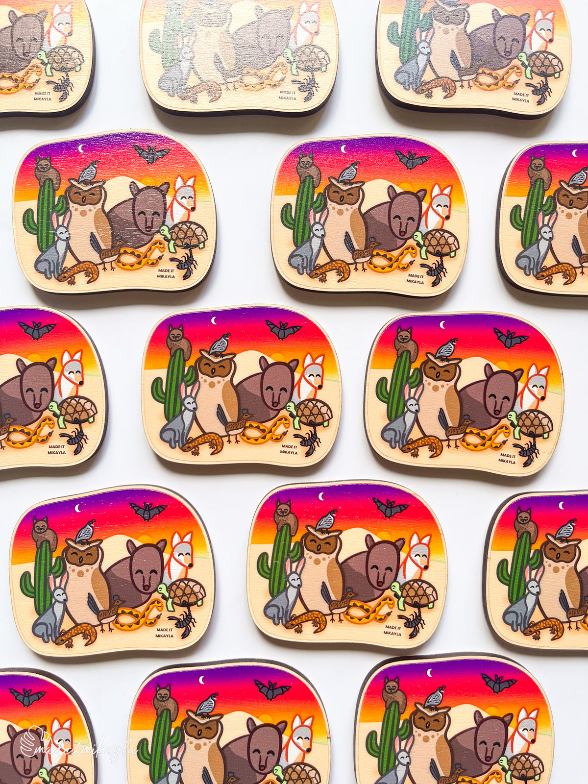 Desert Animals Wood Magnet
