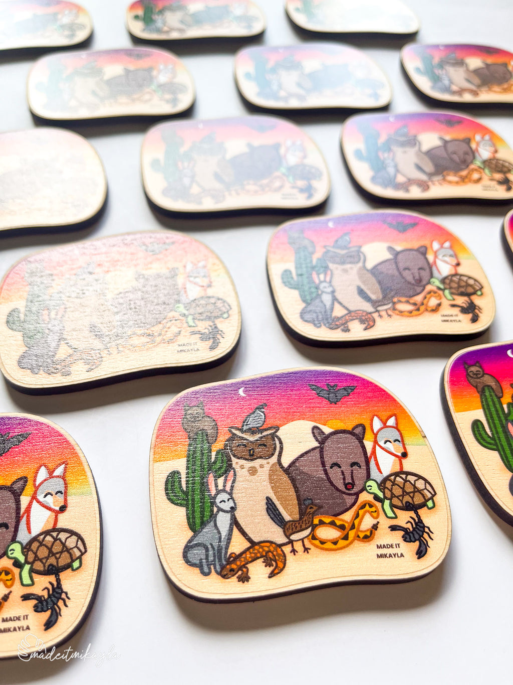 Desert Animals Wood Magnet