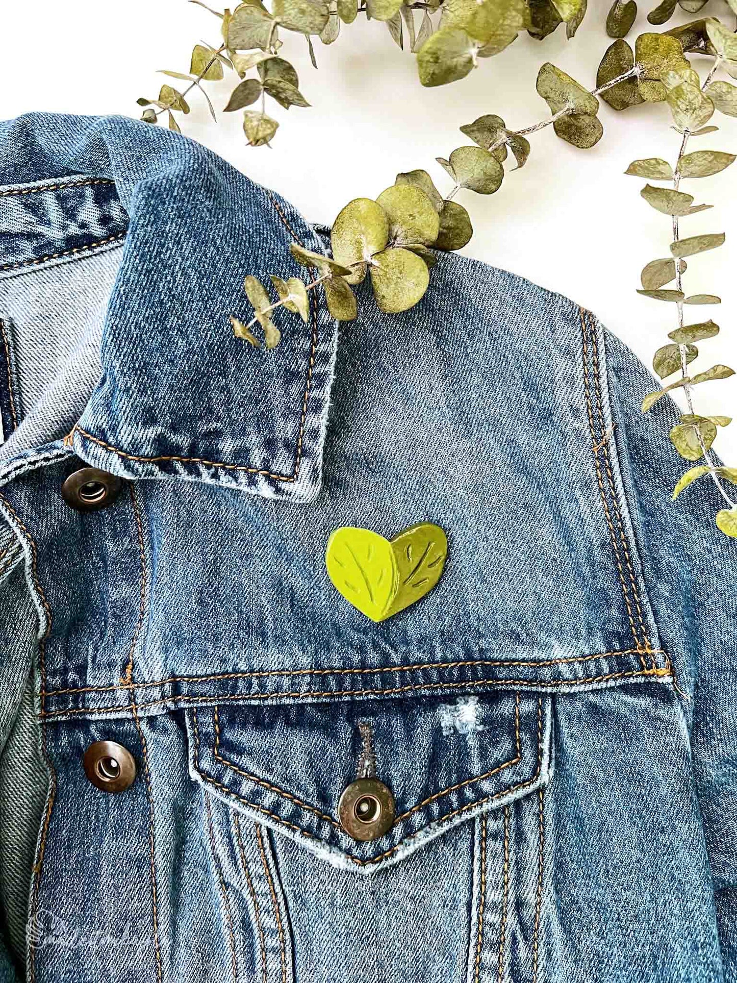 Heart Leaf Clay Pin | MadeItMikayla