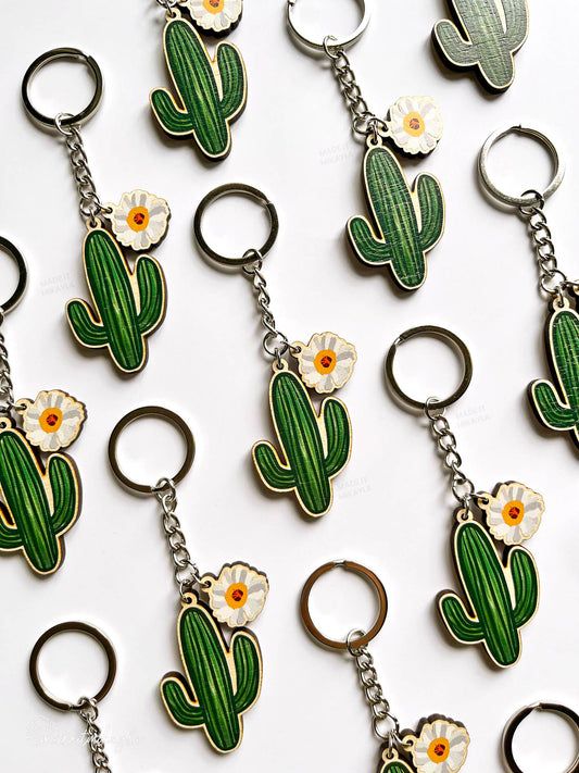 Saguaro Cactus Wooden Keychain