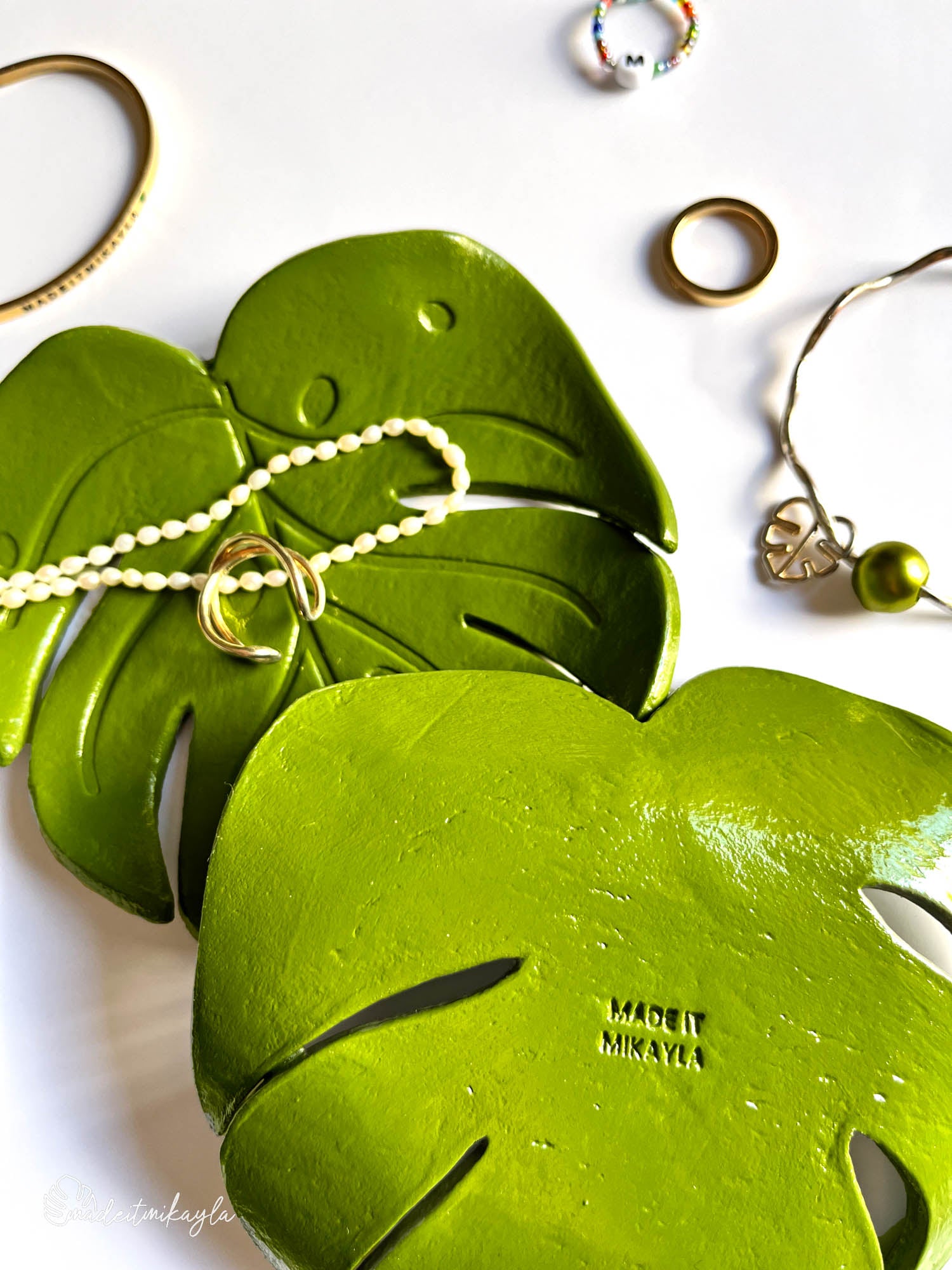 Monstera Leaf Jewelry Dish/Trinket Tray Back Closeup | MadeItMikayla
