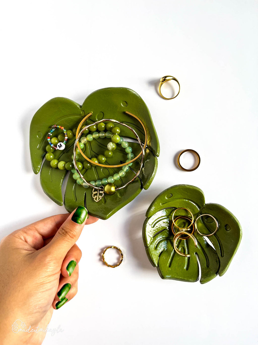 Monstera Leaf Jewelry Dish/Trinket Tray Holding | MadeItMikayla