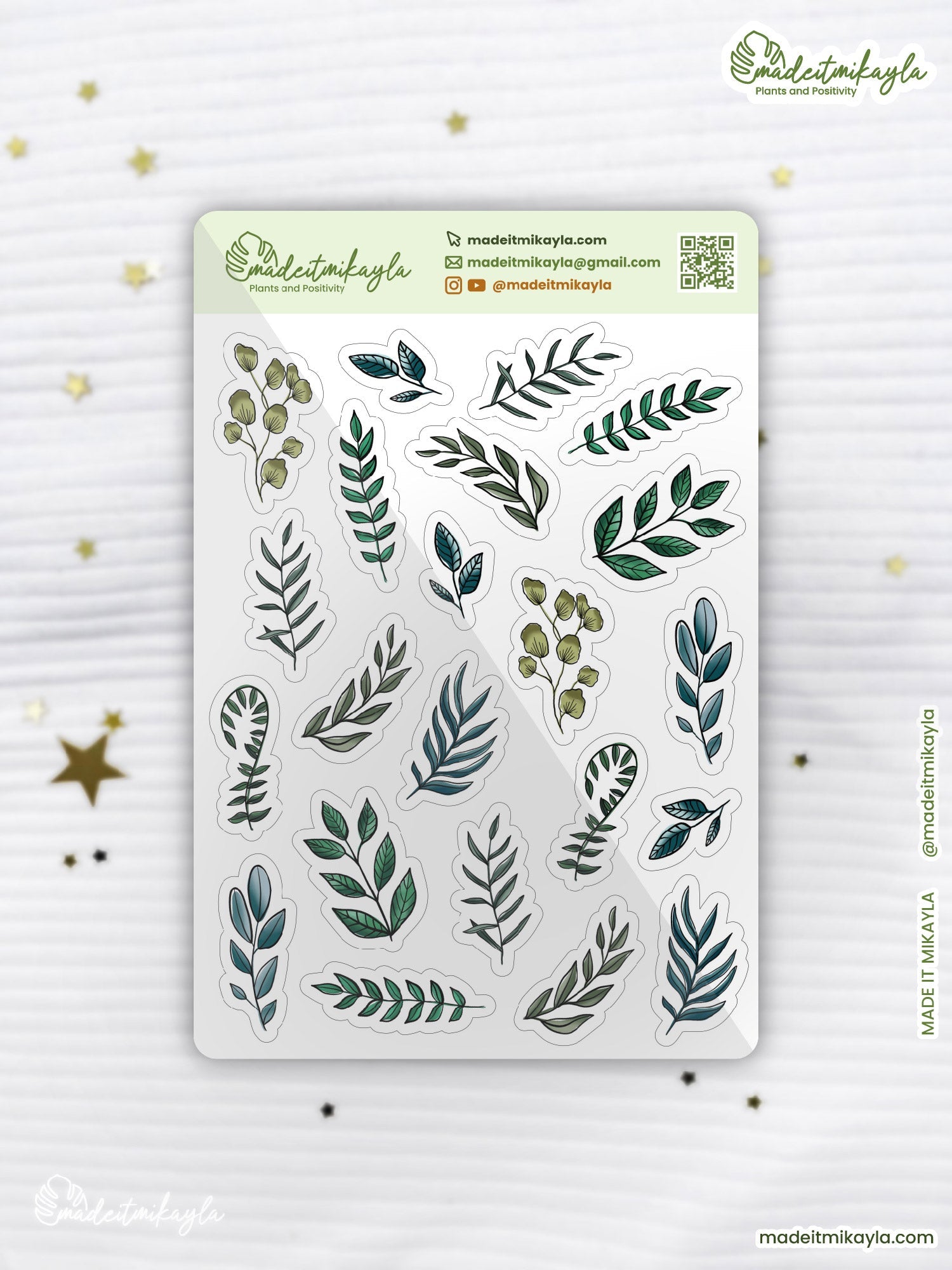 Gouache Greenery 1 Sticker Sheet | MadeItMikayla