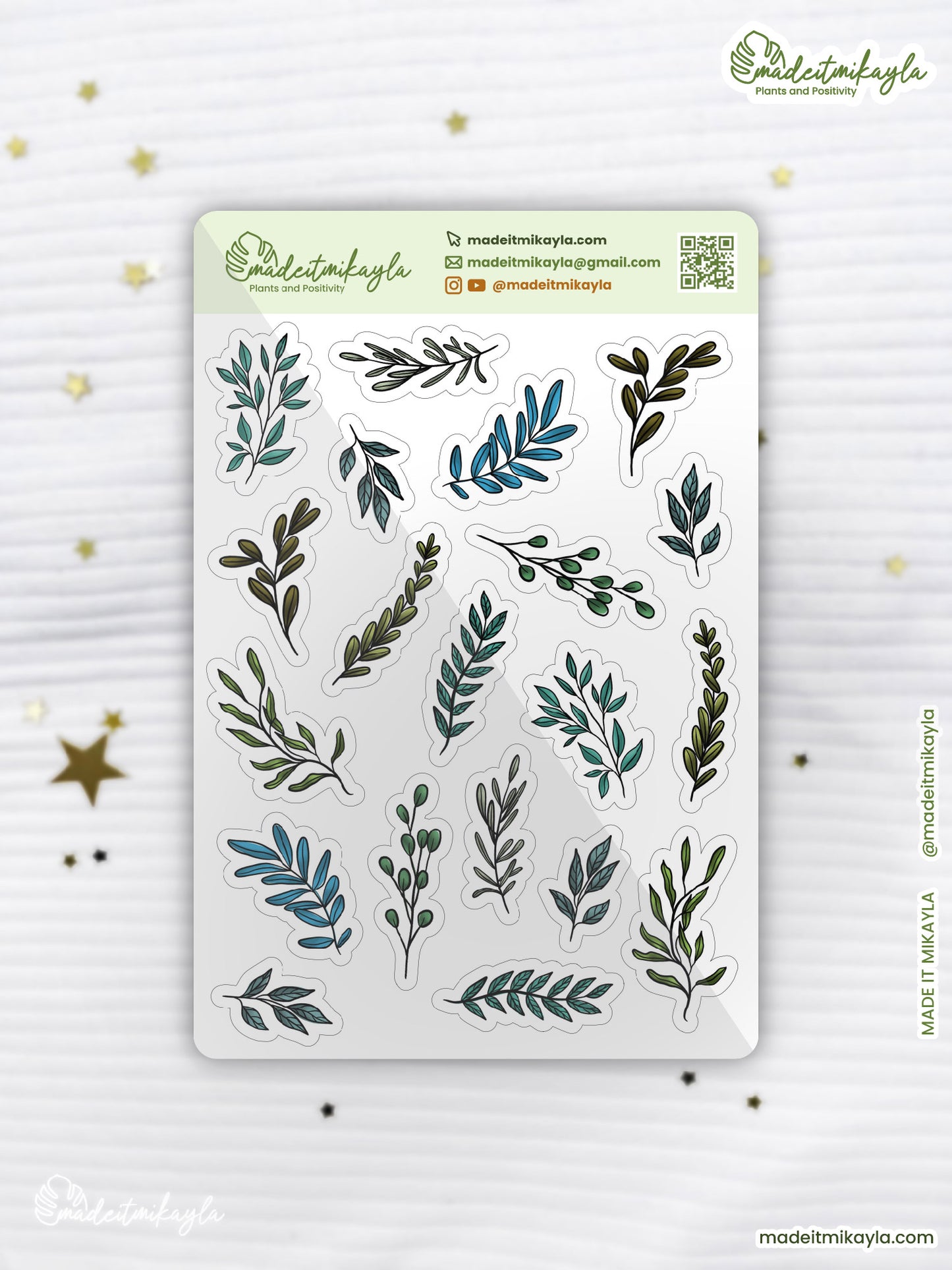 Gouache Greenery 3 Sticker Sheet | MadeItMikayla