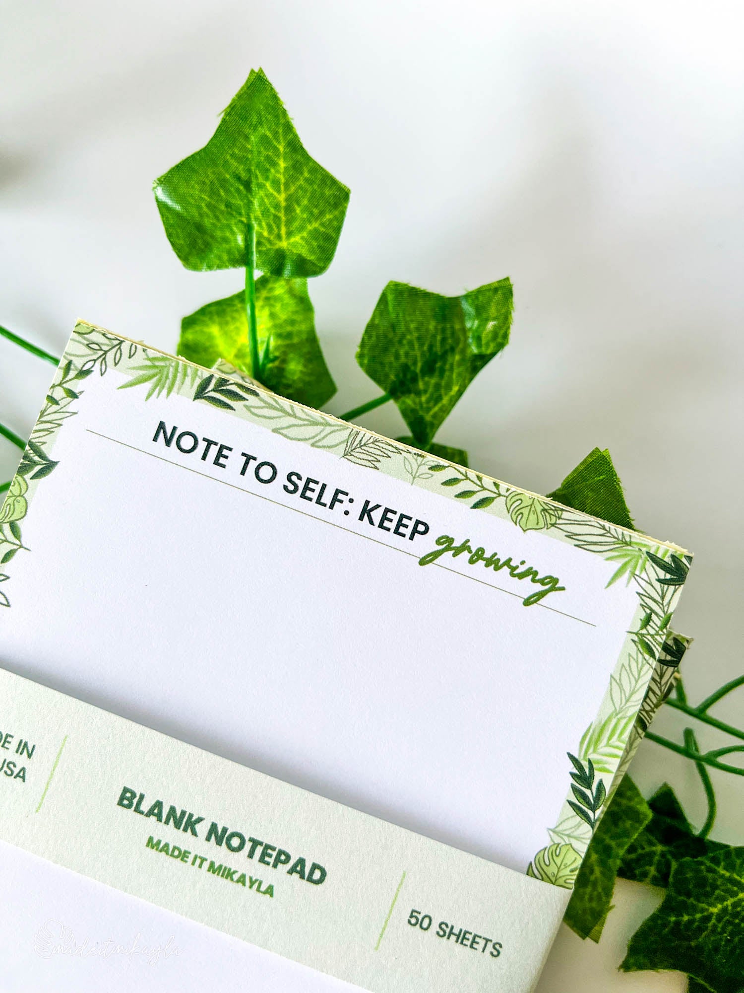 Mixed Greenery Blank Notepad | MadeItMikayla