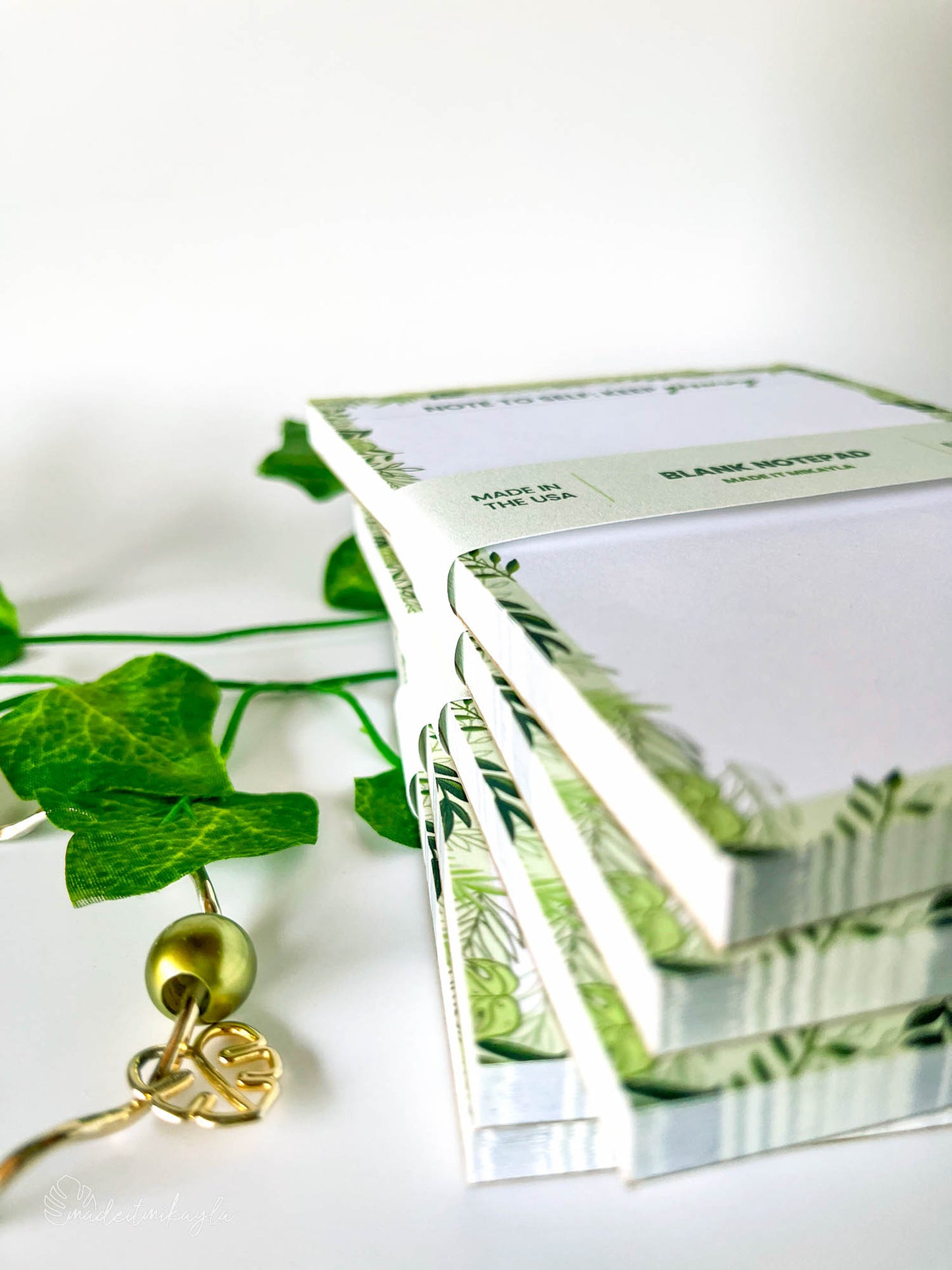 Mixed Greenery Blank Notepad | MadeItMikayla