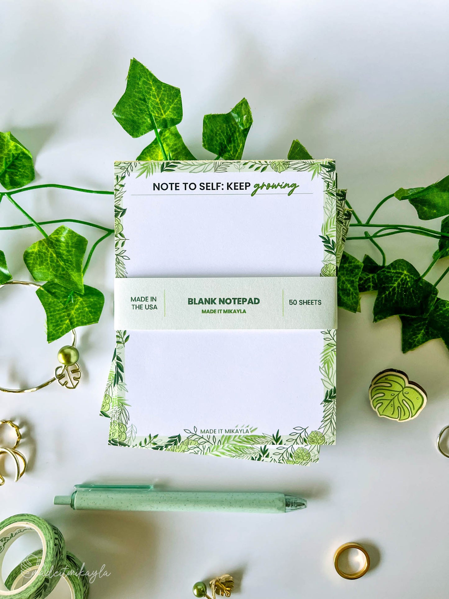 Mixed Greenery Blank Notepad | MadeItMikayla