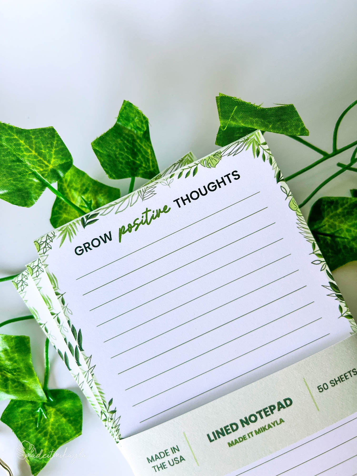 Mixed Greenery Lined Notepad | MadeItMikayla