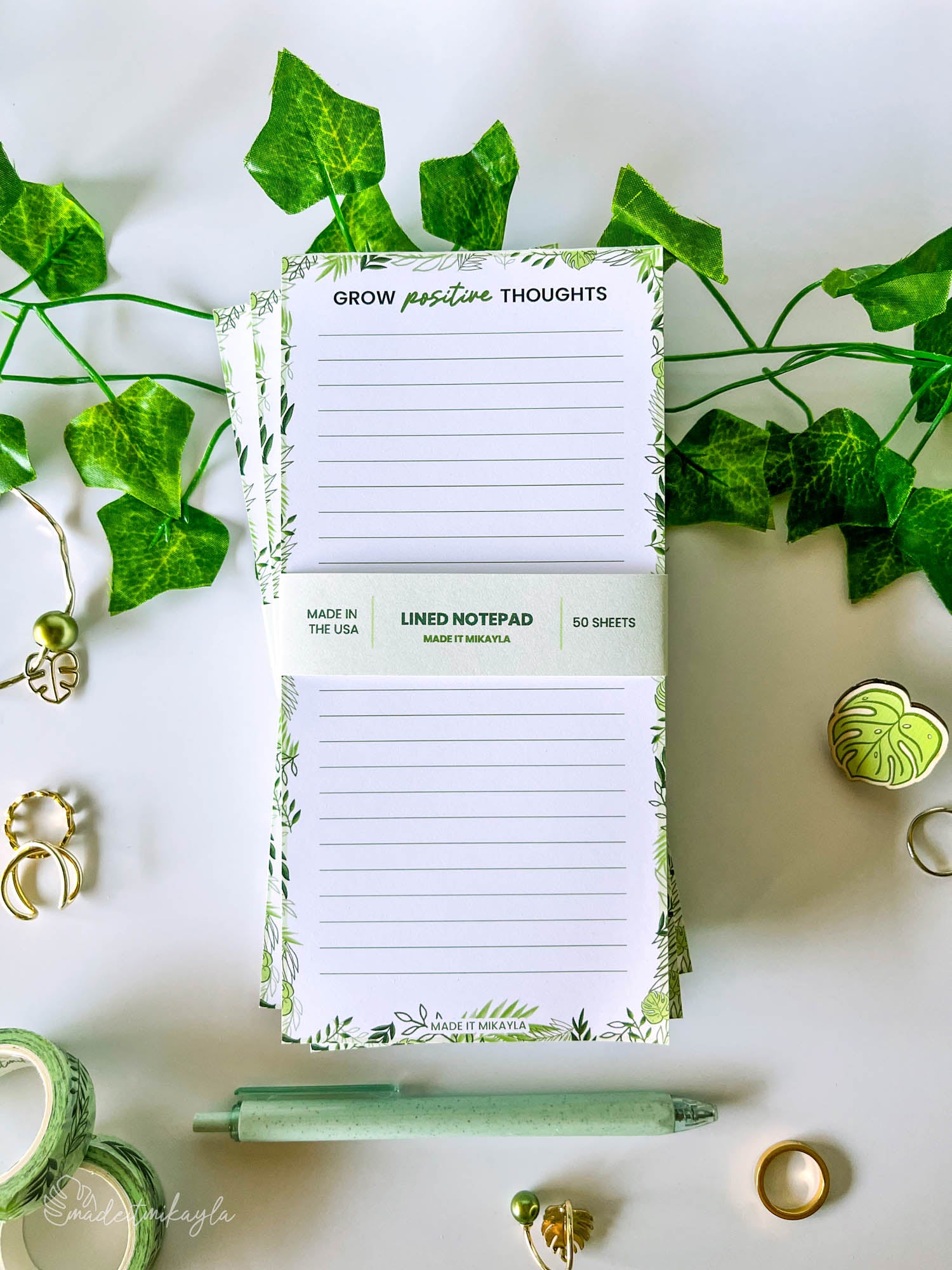 Mixed Greenery Lined Notepad | MadeItMikayla