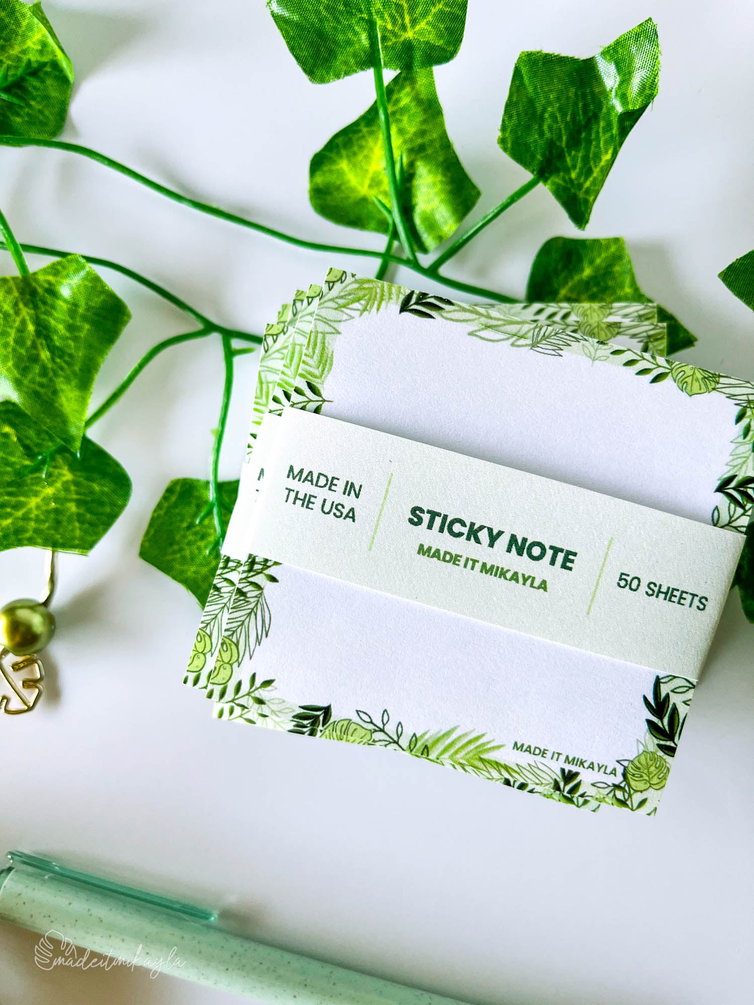 Mixed Greenery Sticky Note | MadeItMikayla