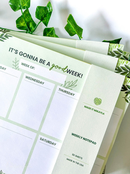 Mixed Greenery Weekly Notepad | MadeItMikayla